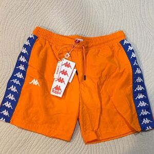 Kappa Men's Bright Orange Swim Trunks with Blue Accents
